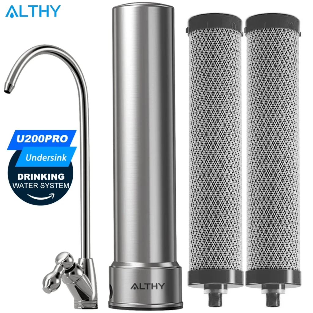 ALTHY U200PRO Kitchen Under Sink Drinking Water Filter Purifier 5 in 1, Stainless Steel Filtration System With Faucet