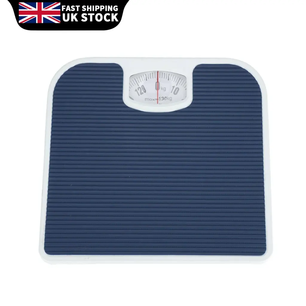 Mechanical Dial Bathroom Scale - 130kg Capacity, Accurate Weight Measurement (Blue)