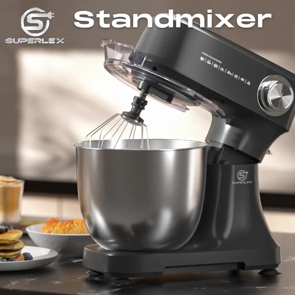 SUPERLEX 4.5L Food Stand Mixer 800W Whip Dough Kneader Multifunctional Powerful Motor Control-Temp Kitchen Mixer with Steel Bowl