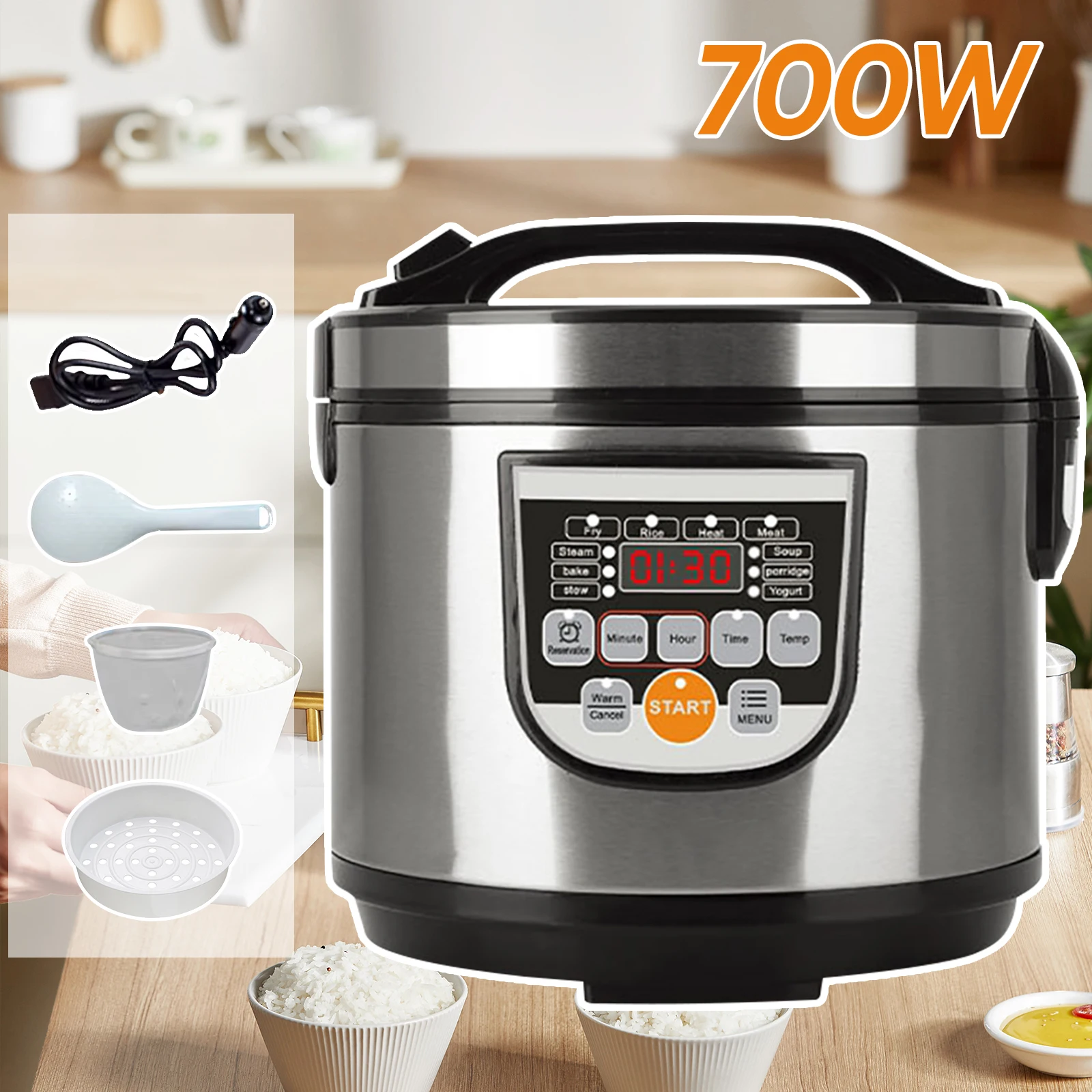 OWJHE 220V 5L 700W car Home Rice Cooker Van Car Rice Cooker For Car and Truck Carrying Electric Rice Cookers for 3-8 People
