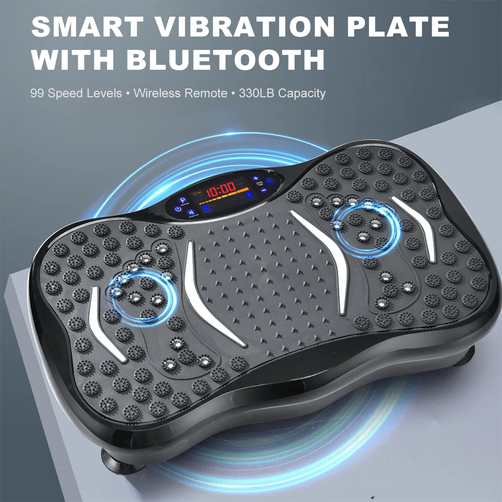 Whole Body Vibration Plate Fat Burning Machine Bluetooth LCD Home Exercise Equipment with Remote Control for Weight Loss Fitness