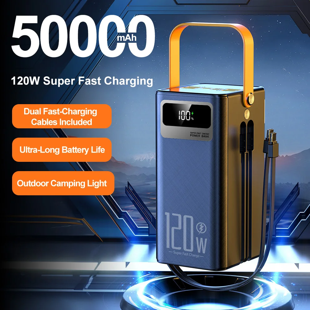 50000mAh Power Bank Portable Power with LED Display Fast Charging for Laptop MacBook Tablet Mobile Phone Travel