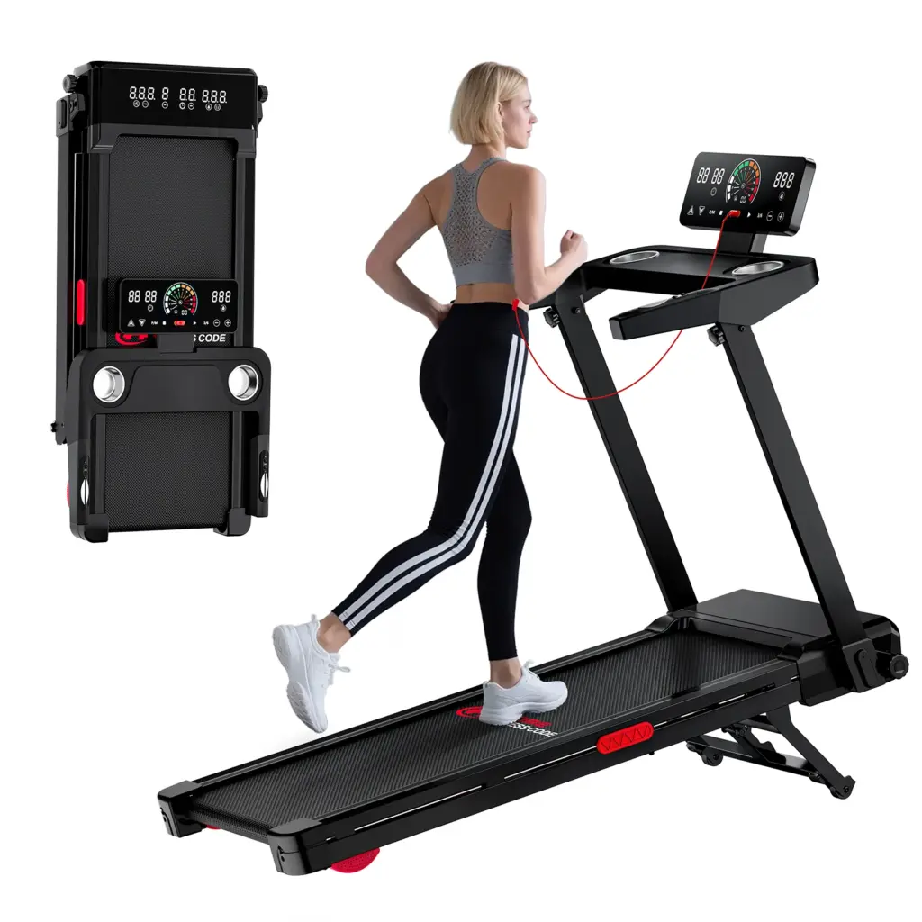 Foldable Treadmill with Incline Home Heavy People Treadmills 1-12 km 20% Auto Incline Walking Pad Treadmill with LCD Display