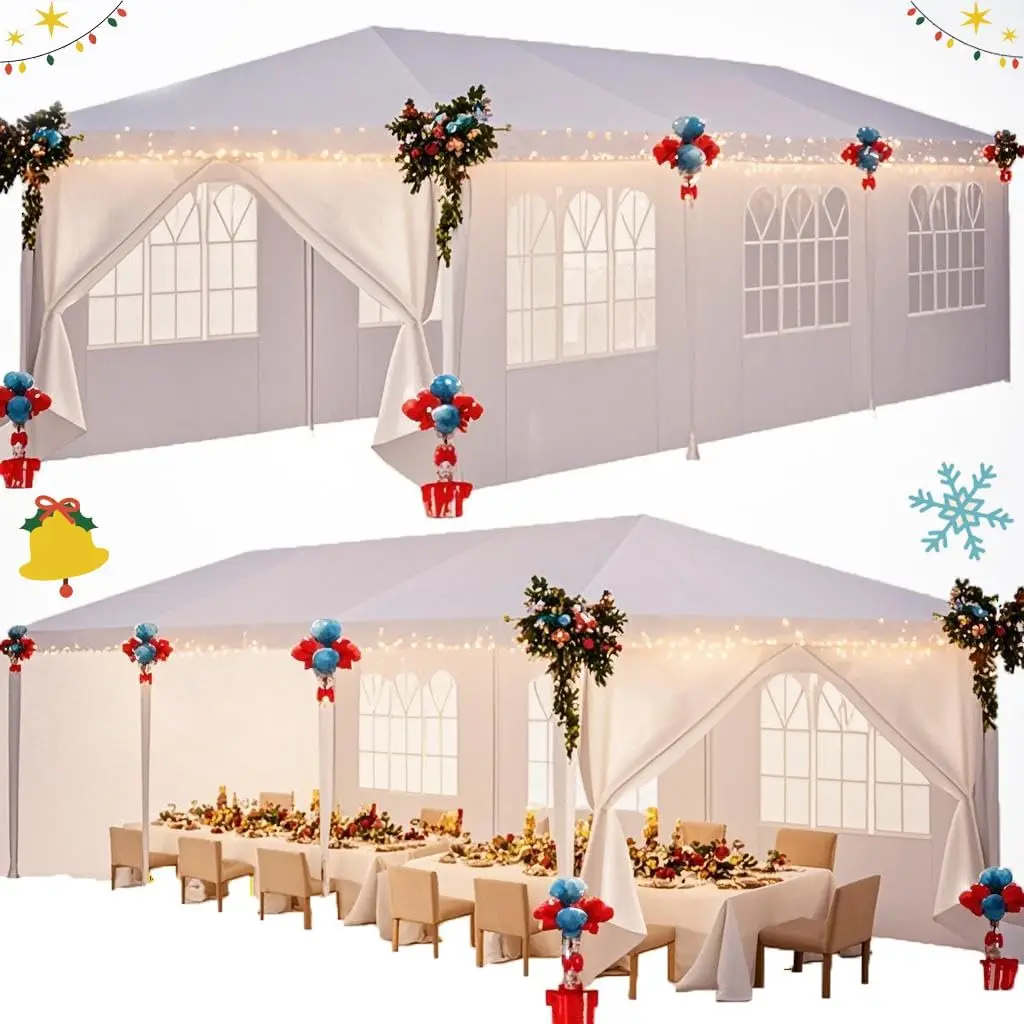 3x3/3x6/3x9m Gazebo Party Tent Banquet Shed With 6 Removable Wall Garden Gazebo For Party Wedding Includes Pegs Guy Ropes