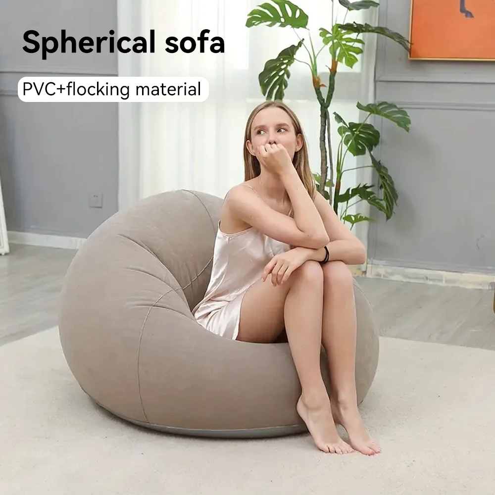 Portable Inflatable Sofa for Travel Camping Foldable Lounge Chair PVC with Air Pump for Bedroom and Living Room Indoor