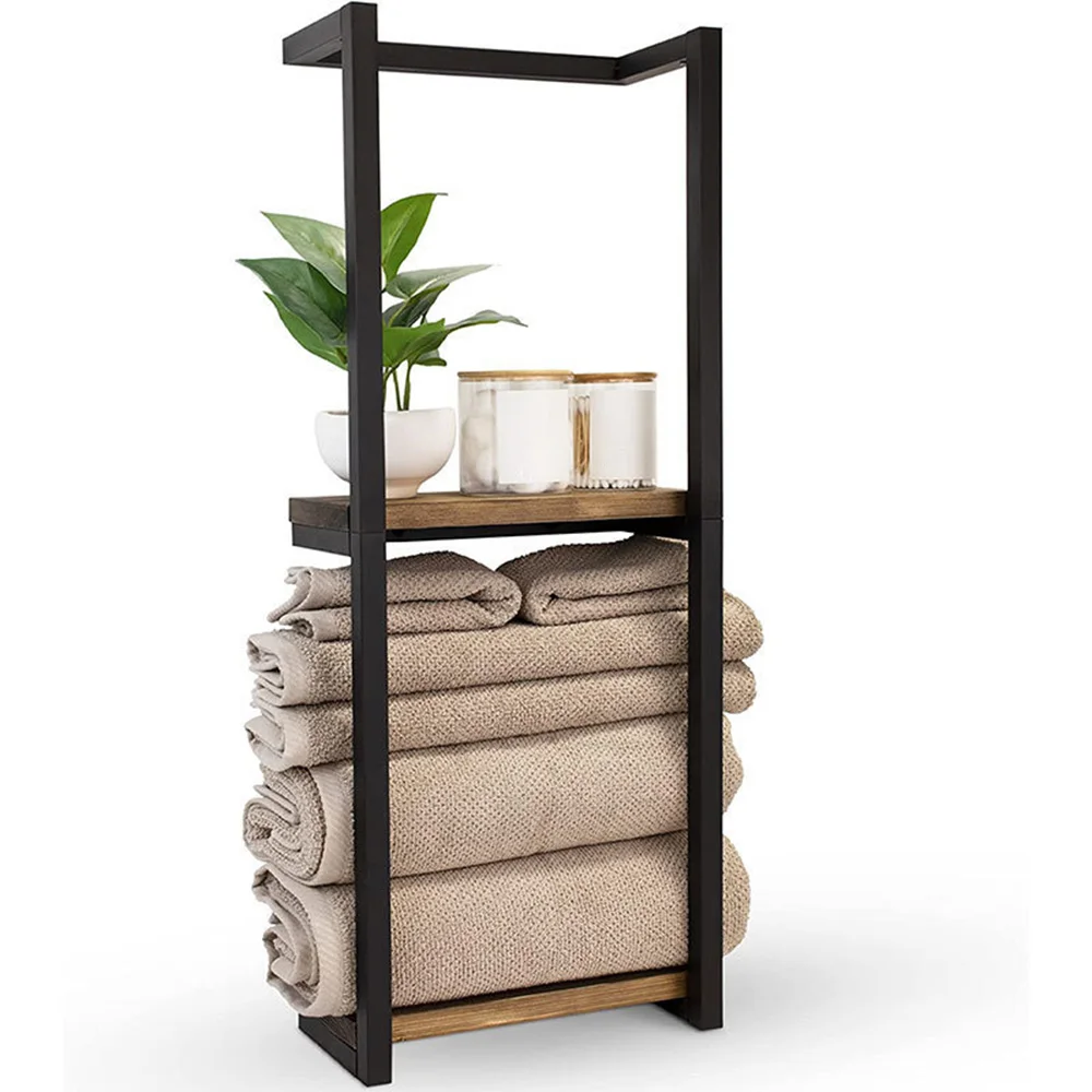 Double-layer Wall-mounted Towel Storage Rack Sturdy Thickened Easy To Install for Home Bathroom Bedroom