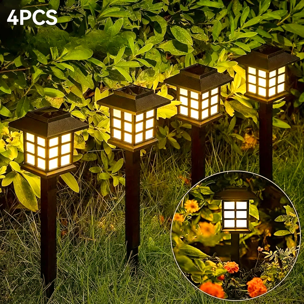 Solar Lawn Lights Outdoor Waterproof LED Retro Patio Lamps For Pathway Floor Road Backyard Garden Fence Park Lighting Decoration