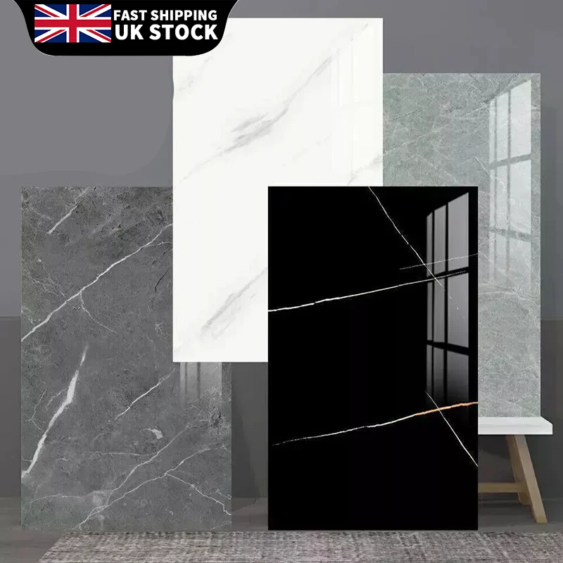 10pcs 30x60cm Self-Adhesive Marble PVC Floor Tiles Waterproof Peel Stick Wall Sticker Kitchen Bathroom Removable Home Decor 
