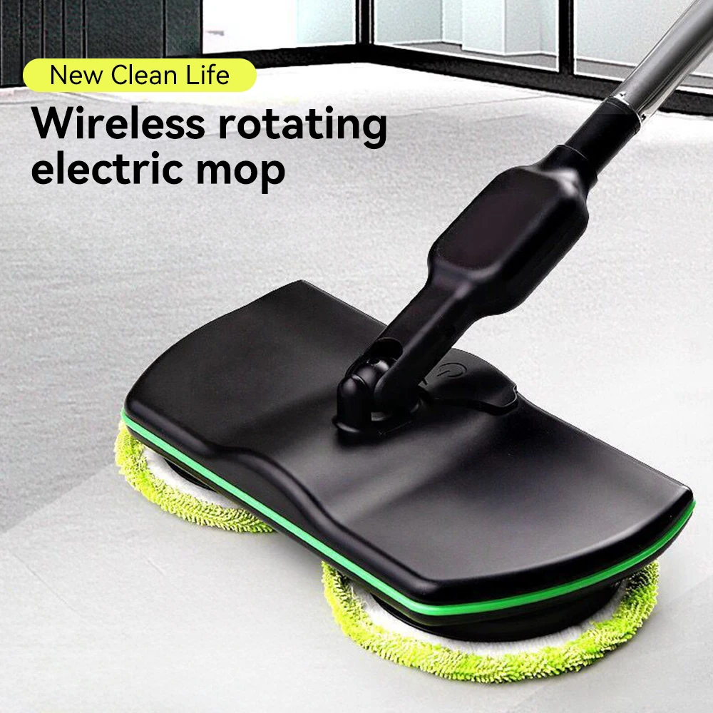 Cordless Electric Spin Mop Angle 180° Self-Cleaning 2-in-1 Floor Scrubber Dryer Rechargeable Wet Dry Cleaning for Tile Hardwood