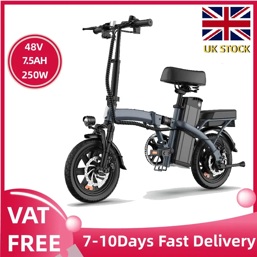 URLIFE F1L adult E-bike 250W 48V 7.5Ah battery Foldable Electric Bike,14-inch All-terrain fat tire E-Mountain bike