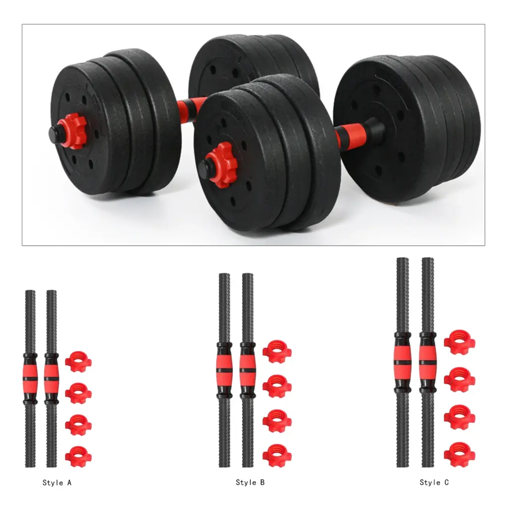 2x Dumbbell Weights Set with 4 Nuts Stainless Steel Barbell Bar Sport Training Equipment for Gym Home Fitness Strength Training