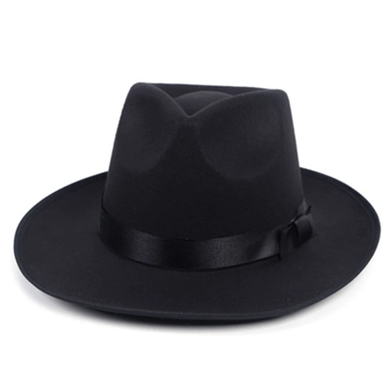 Fedora hat retro top hat British jazz hat male Michael Jackson hat autumn and winter unisex big brim hat