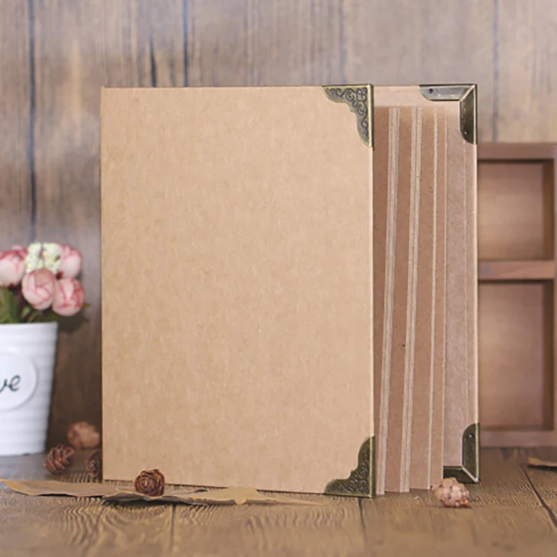 A4 Size 60 Pages Kraft Paper Sheets Card Blank Photocard Binder Wedding Album DIY Vintage Photo foto Scrapbook Photo Album