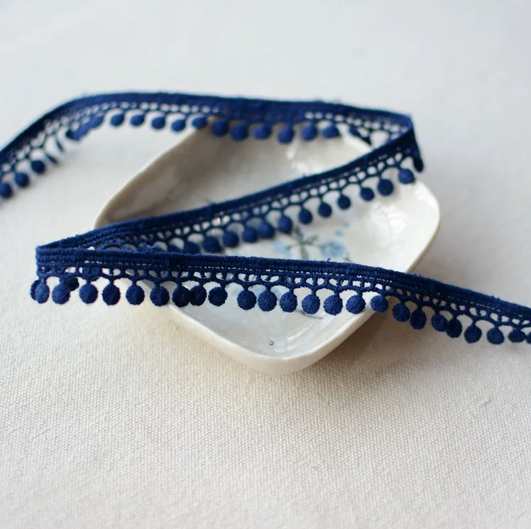 3 Meters Blue Black Cotton Embroidered Lace Trim Ribbons Fabric DIY Sewing Handmade Craft Materials Garment Clothes Accessories