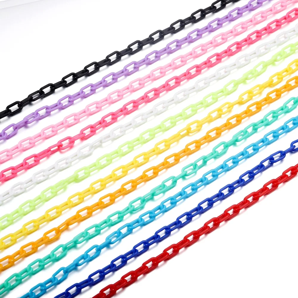 10Pcs/Lot 50cm Colorful Acrylic Wide Link Chain Plastic Chain Links for DIY Necklace Eyeglass Chains Jewelry Making Accessories