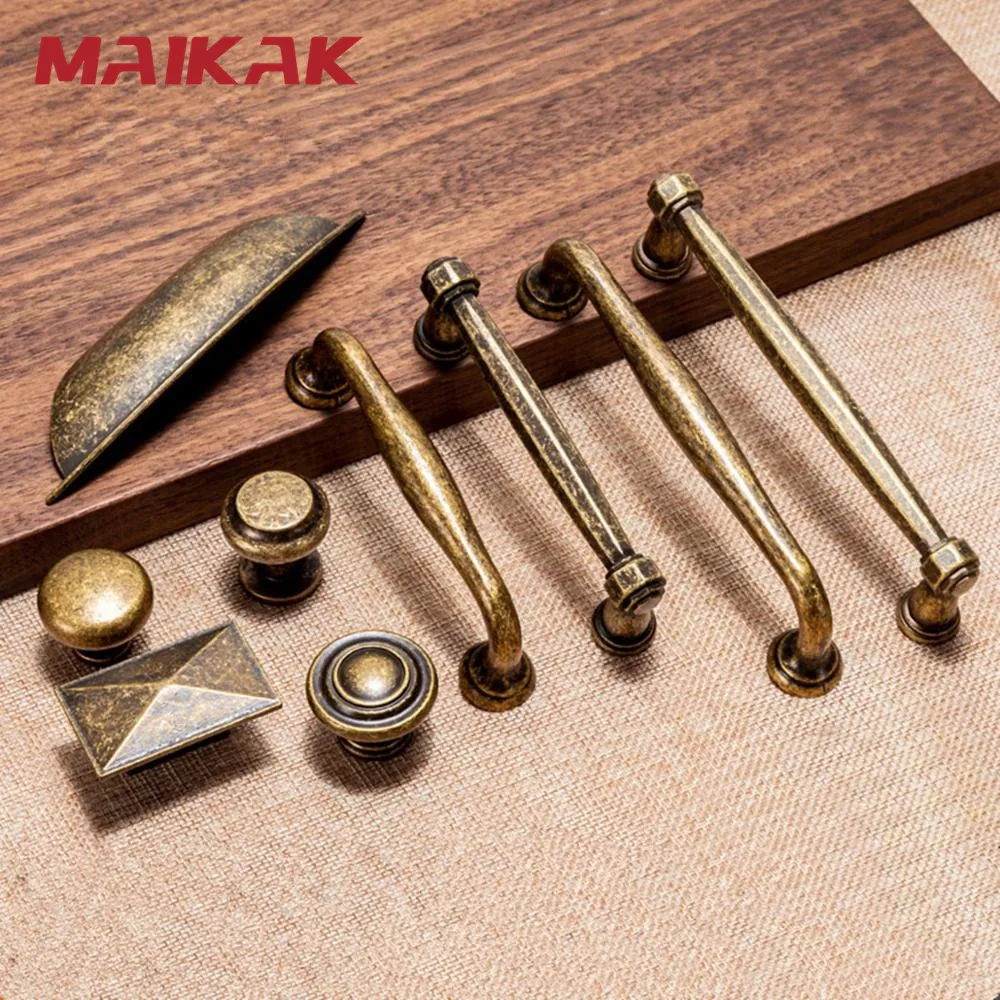 MAIKAK Zinc Alloy Old Blue Bronze Handle Classic European Cabinet Wardrobe Handle Antique Drawer Door Handle
