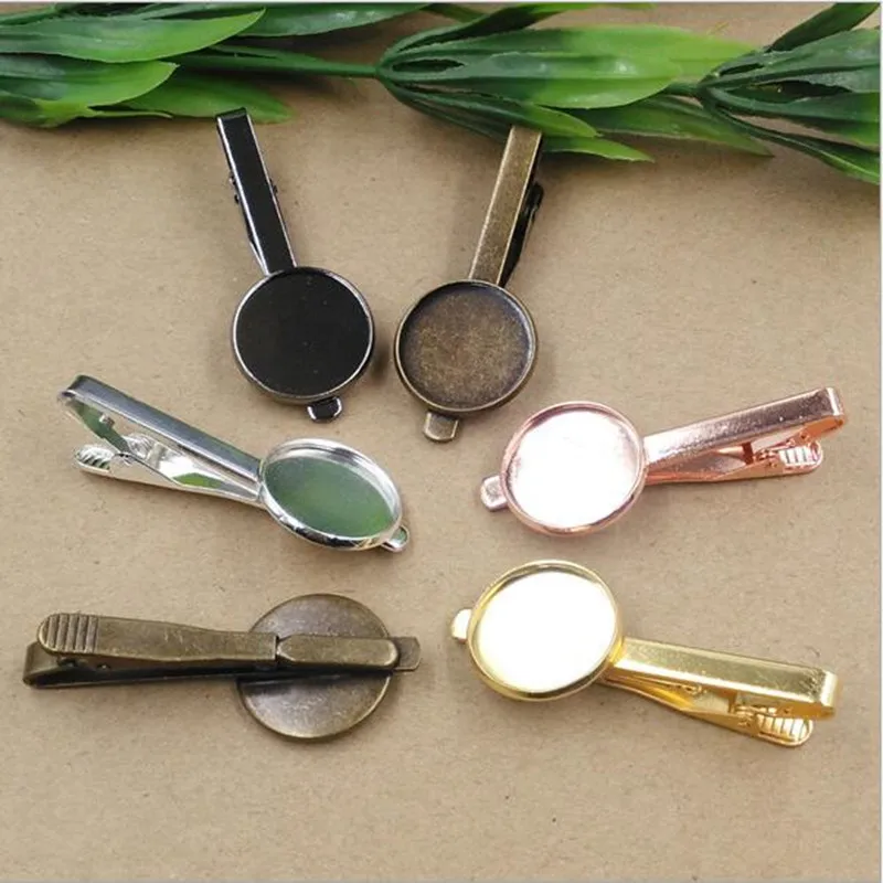 5Pcs Copper Tie Clips Cufflinks 16/18/20mm Round Cabochon Blank Base Tray for DIY Men Necktie Tie Bar Clothing Accessories