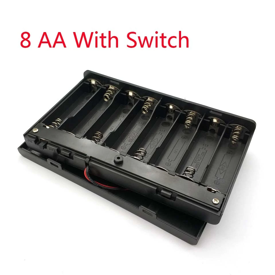 AA Battery Holder AA Battery Storage Case AA Plastic Box 8AA Battery Case With ON/OFF Switch with Cap Wire For 8 X 1.5V AA