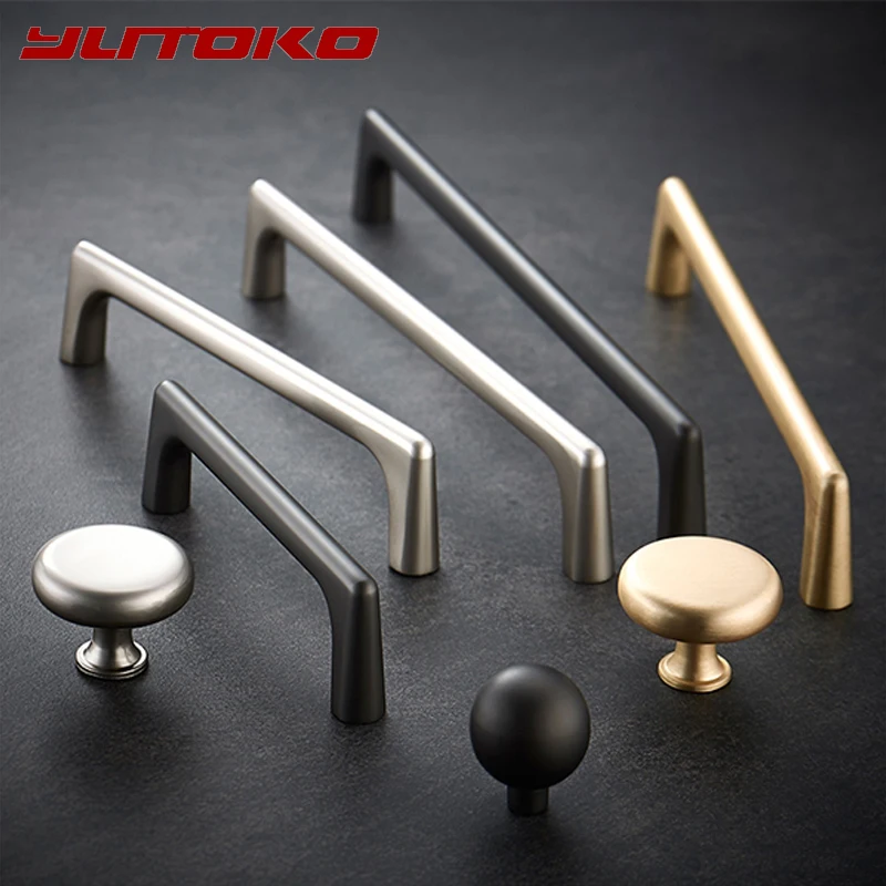 YUTOKO Cabinet handle Pearl Gray Brass Gold Cabinet Door Handles Zinc Alloy Drawer Knobs Pulls Kitchen Furniture Handle Hardware