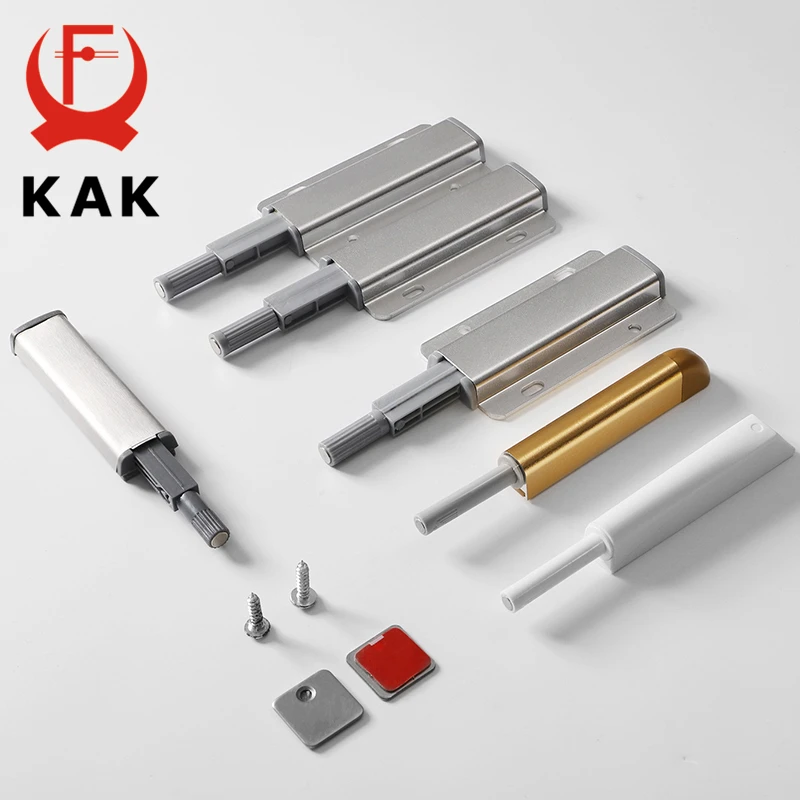 KAK Aluminum Alloy Cabinet Catches Stainless Steel Push to Open Hidden Cabinet Handle Soft Close Rebounding Device Door Hardware