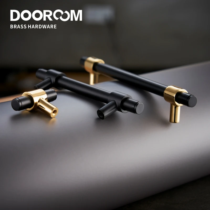 Dooroom Brass Furniture Handles Black Gold Light Luxury Modern Nordic Drawer Wardrobe Dresser Long Cabinet Knobs Pulls