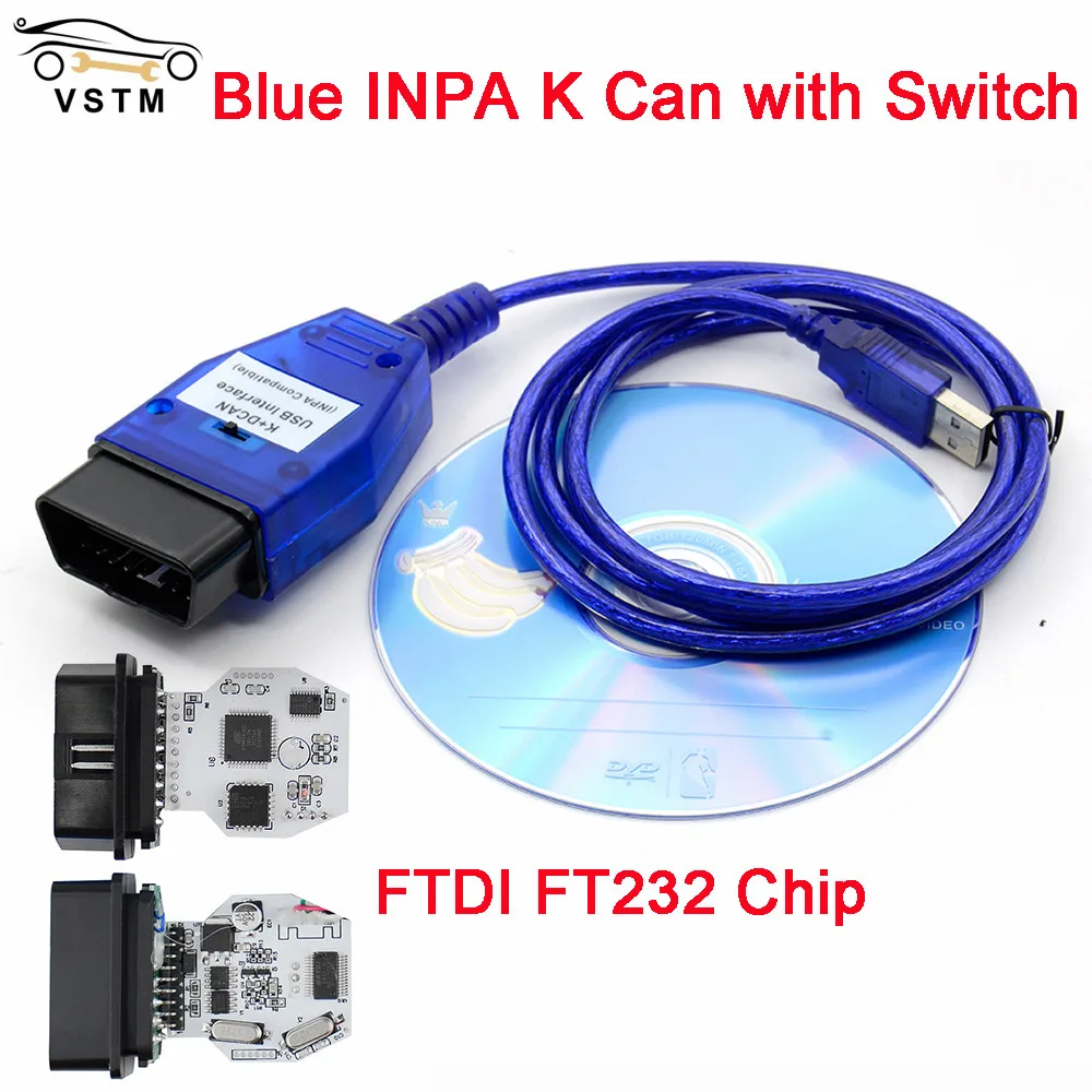 NEW OBD 2 USB Cables For inpa K+DCAN USB Interface Diagnostic Tool For K+CAN K CAN FTDI FT232 Chip OBD2 Scanner