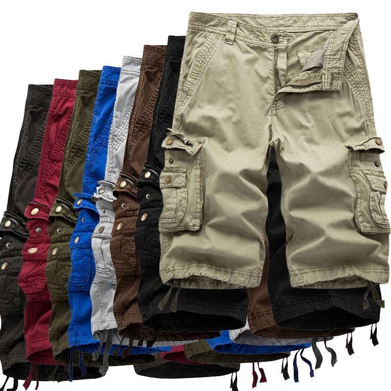 Cargo Shorts Men Summer Army Military Tactical Homme Shorts Casual Solid Multi-Pocket Male Cargo Shorts Plus Size