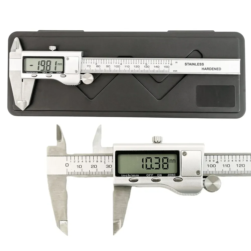 6 Inch 150mm Digital Vernier Caliper Stainless Steel Micrometer Measuring Tool Depth Ruler