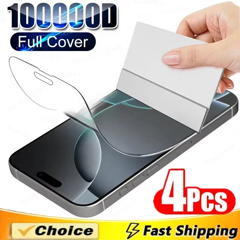 4Pcs Hydrogel Film for IPhone 15 11 12 13 14 16 Pro Max Mini 7 8 14 15 16 Plus Screen Protector for IPhone X XR XS MAX Not Glass