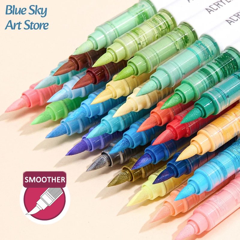 9pcs/Box Mix Color Acrylic Markers Set Art Rock Painting Pens Kids Gift Graffiti For Stone Glass Book Shoes DIY Craft Supplies