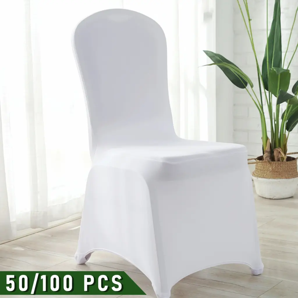 SucceBuy12/30/50/100Pcs Wedding Chair Cover Spandex Stretch Slipcover for Restaurant Banquet Hotel Dining Party White Cover