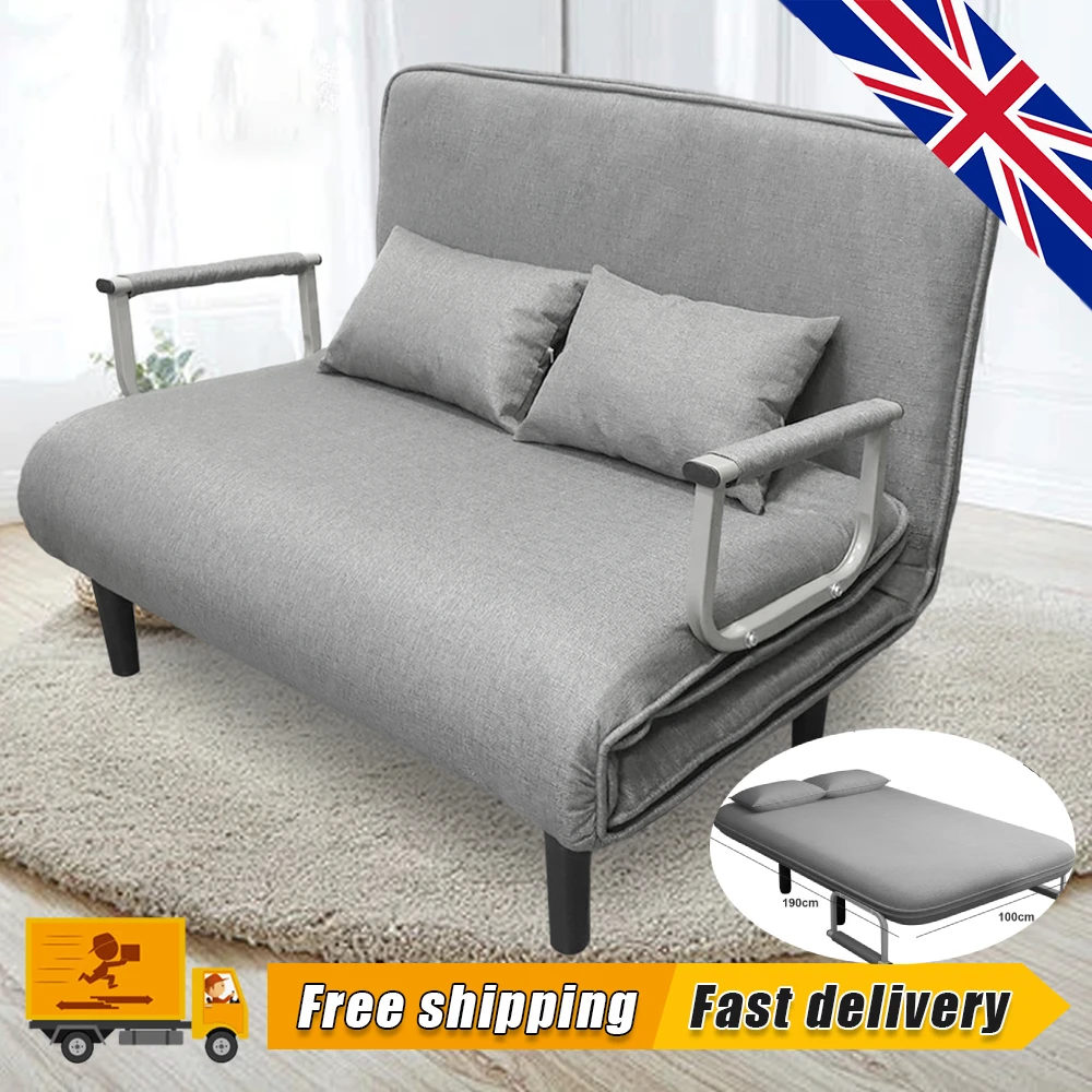 Folding Sofa Bed Couch 3 in 1 with 2 Pillows, Lounge Cotton Chair Lazy Cushion for Apartment Home Livingroom Sofa Beds
