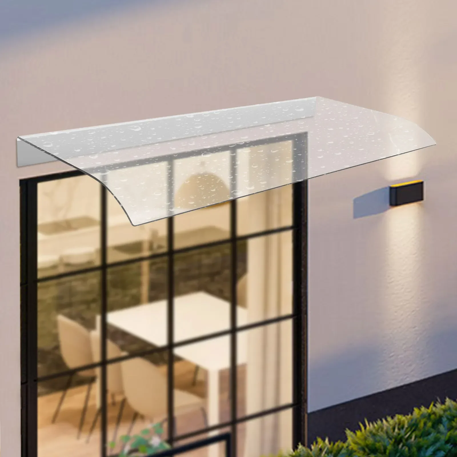 Awning Canopy, Clear Rain Shelter Cover, Window & Door Canopy, Patio Awning, Polycarbonate Outdoor Entrance Awning Clear