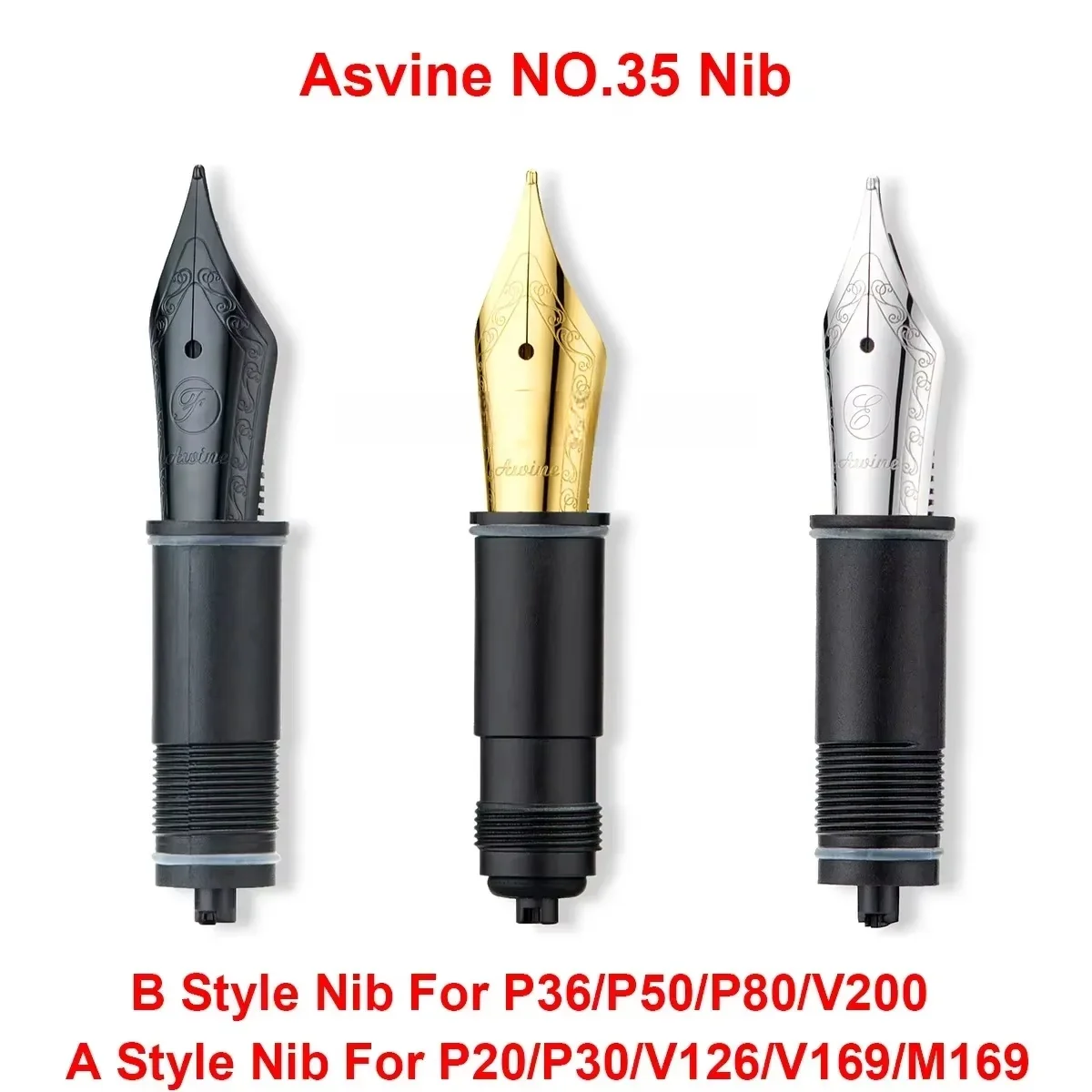 Asvine Fountain Pen Replaced Nibs, EF/F/M Nib For Asvine P36/P50/P80/V200/P20/P30/V126/V169/M169 Writing aAccessories