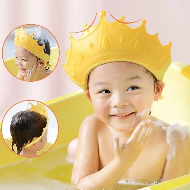 1Pc Crown Adjustable Baby Shower Cap Bath Wash Hair Shield Hat Protect Children Waterproof Prevent Water Into Ear for Kids