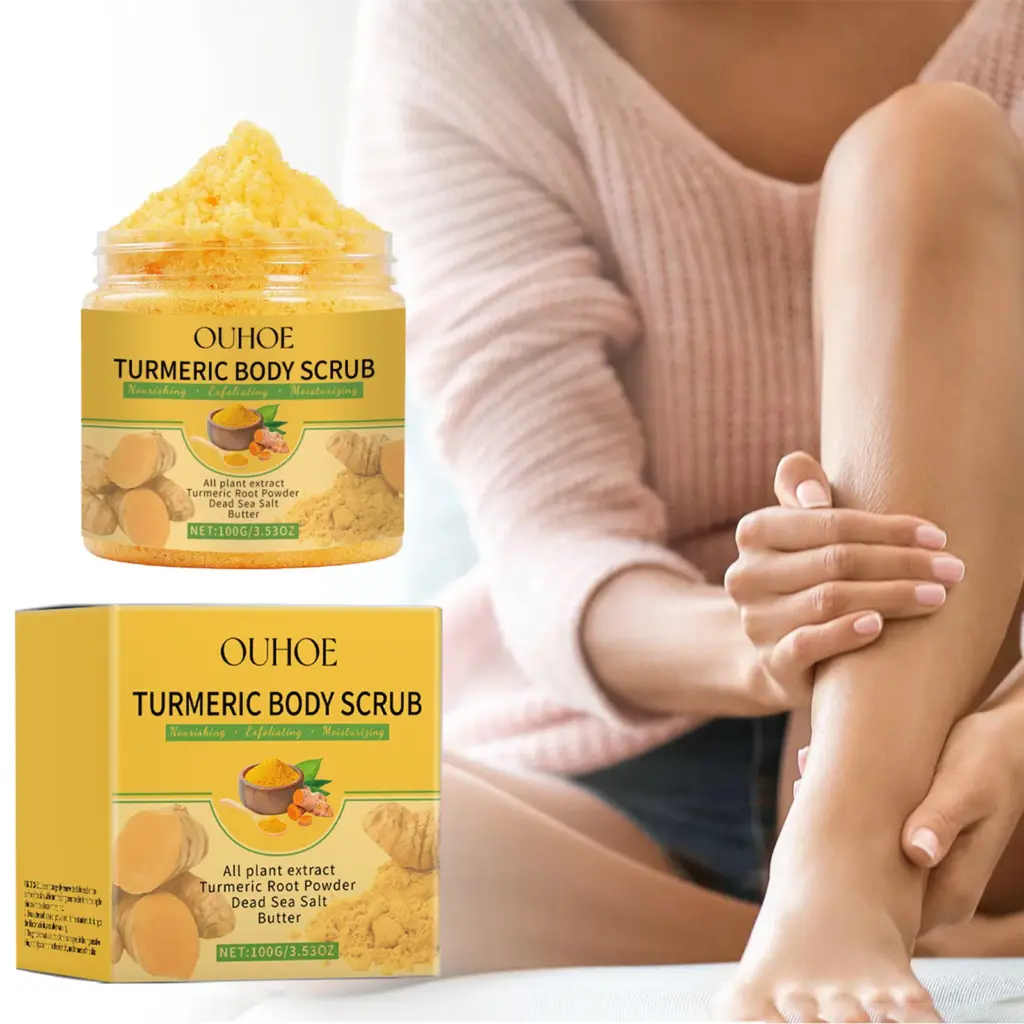 Turmeric Body Scrub Gentle Exfoliating Remove Dead Skin Pore Cleansing Hydrating Natural Brightening Skin Smoothing Skin Care