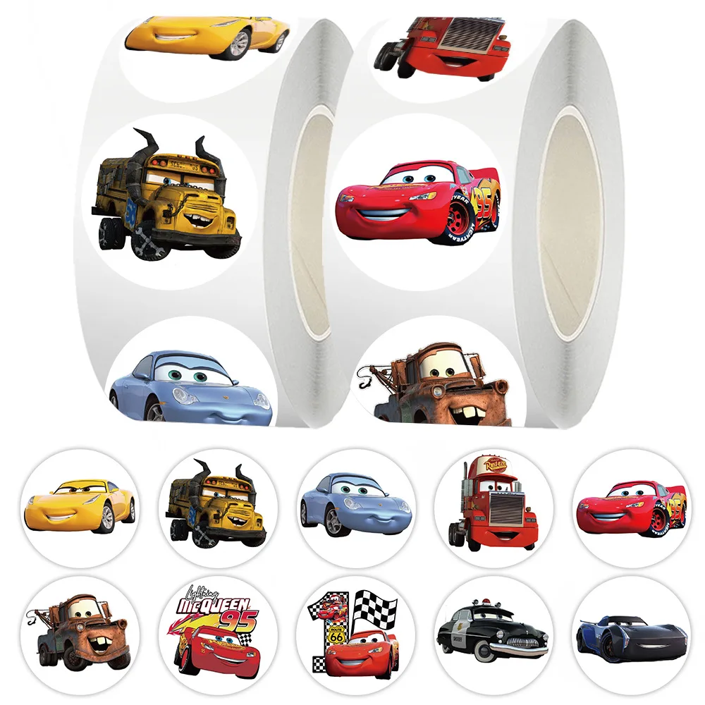 500PCS/Roll Disney Cars Cartoon Stickers Lightning McQueen Decals Graffiti Phone Skateboard Stickers Kids Decorations Labels