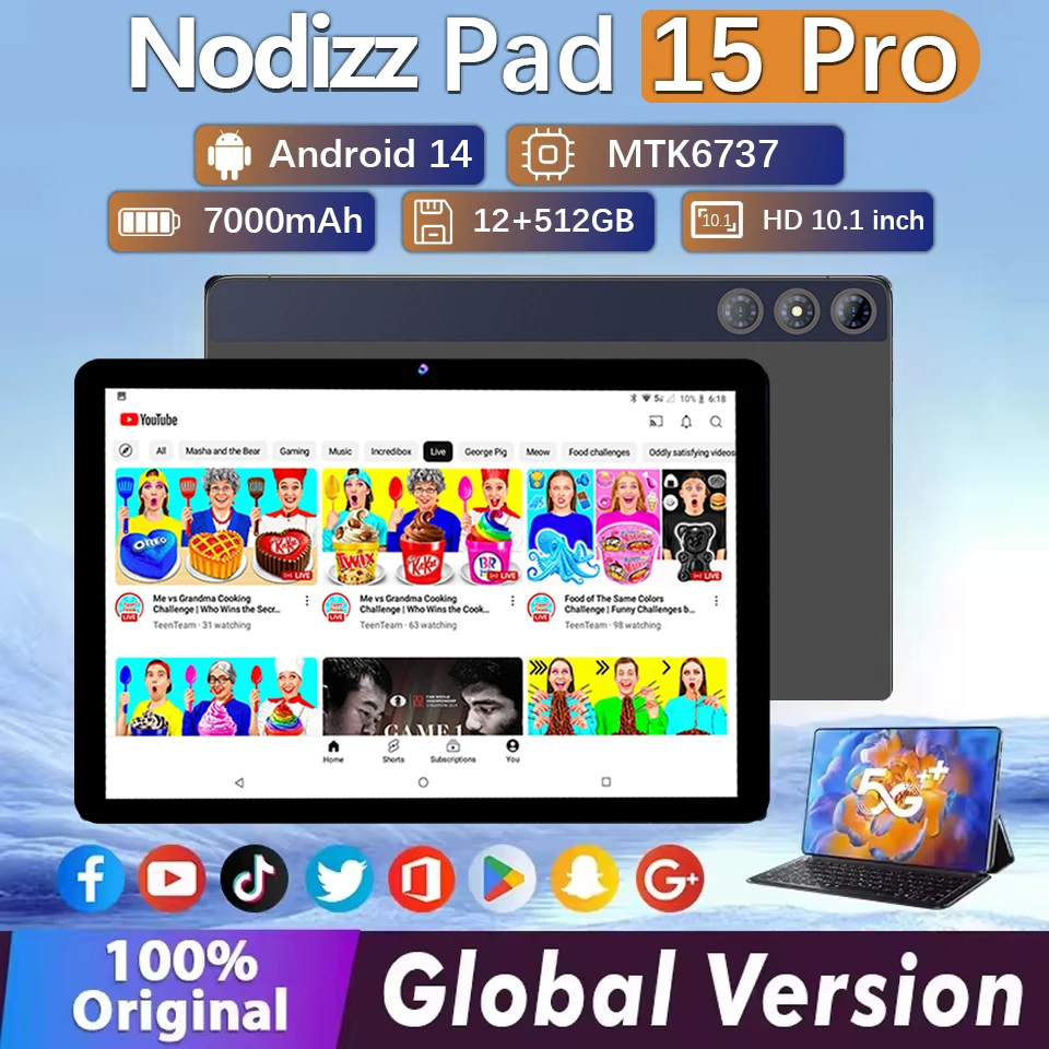New Original 2026 Npad 15 Global Version Tablet Android 11 Support SIM Card 12GB+512GB GPS 5G WiFi Dual SIM 4K HD Tablet PC