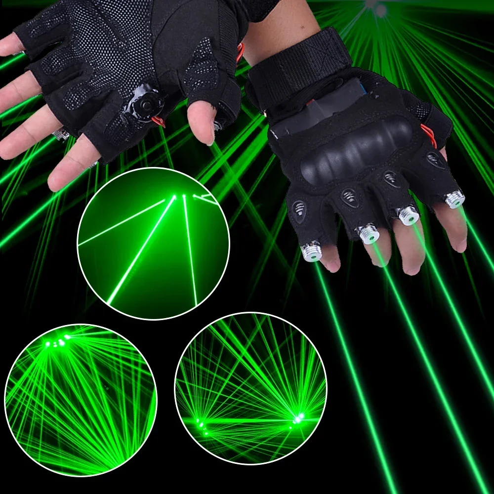 RGB Led Gloves Multi-line 4 Heads Beam Light For Finger Halloween Christmas Party Nightclub Club DJ Disco Stage Dancing Show