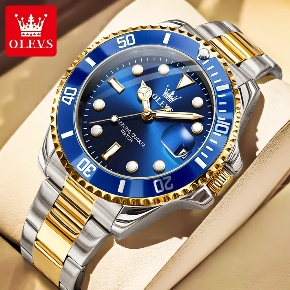 OLEVS 5885 Diving Series Men Watch Luxury Automatic Date Original Watch Trendy Stainless Steel Waterproof Sports Quartz Watch
