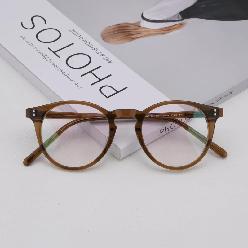 O'Malley Acetate Eyeglass Frames Round Glasses Frames Myopia Prescription Anti Blue Light Ray Lens OV5183 O Malley Glasses
