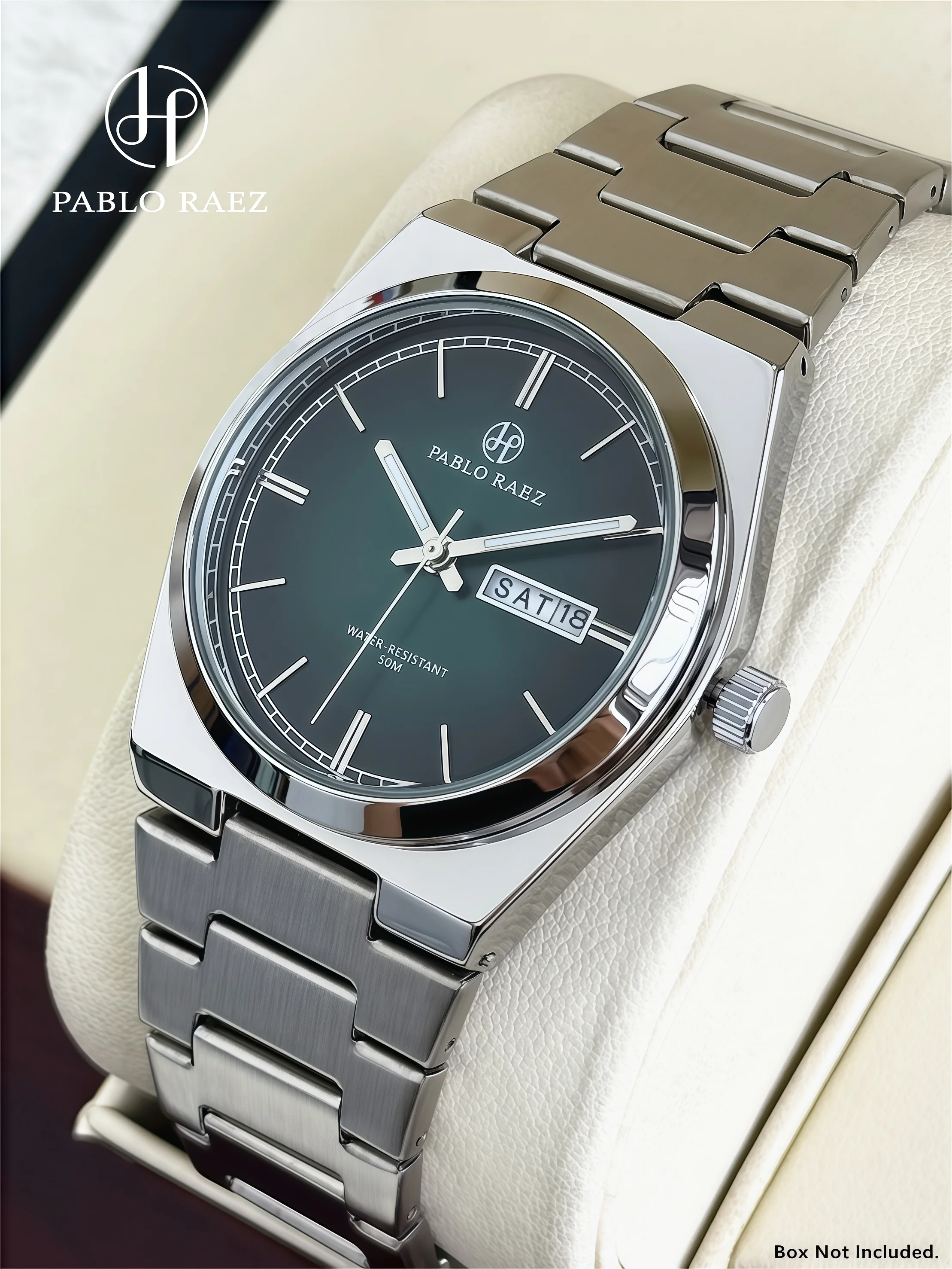 PABLO RAEZ Luxury Quartz Man Wristwatch Men Watches Waterproof Luminous Date Week Stainless Steel Men's Watch Male Reloj+box