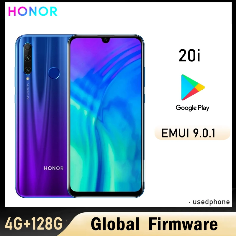 HONOR 20i smartphone 4G Global firmware Haisi Qilin 710 EMUI 9.0.1 camera 32MP+24MP GPU Turbo2.0 6.21-inch used phone