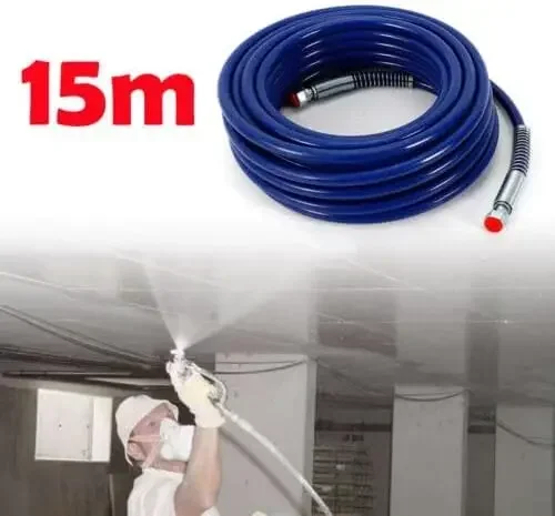 Lightweight Flexible Fibre Hose, 15 m Flexible Fibre Hose for 3300 psi Airless Paint Spray Hose (Blue) NEW