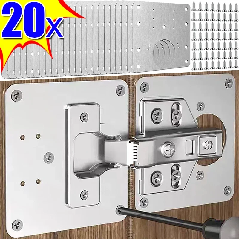 Wholesale Stainless Steel Cabinet Hinge Repair Plate Kit Door Hinge Mounting Plate with Hole for Home Kitchen Cupboard Furniture
