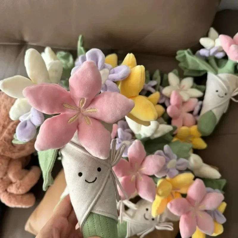 Holding Flowers Valentine's Day New Eternal Flower Life Wedding Simulation Bouquet Plush Toys Birthday Gift for Girls.