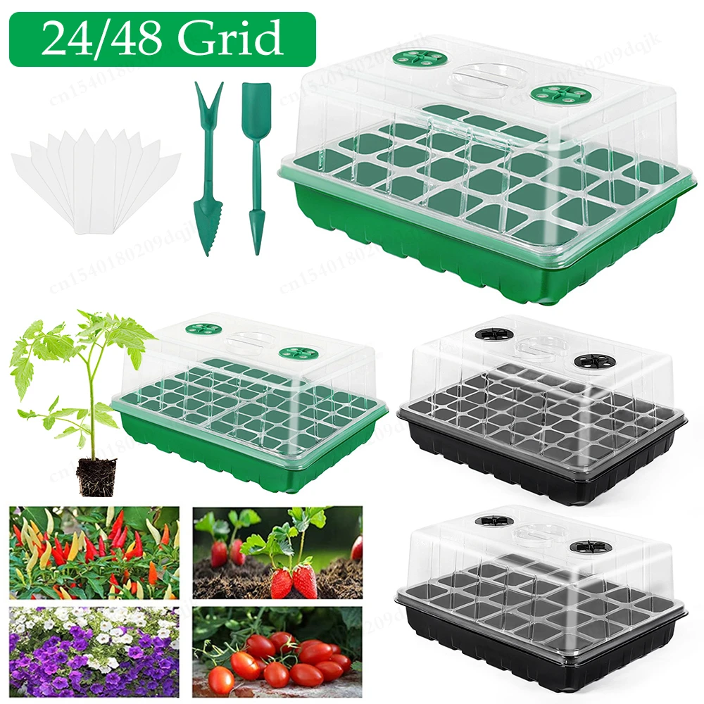 12/24/48 Holes Flower Vegetable Seedling Pots Seedling Tray Garden Pots Durable Seed Germination Plant Flower Pots Grow Box