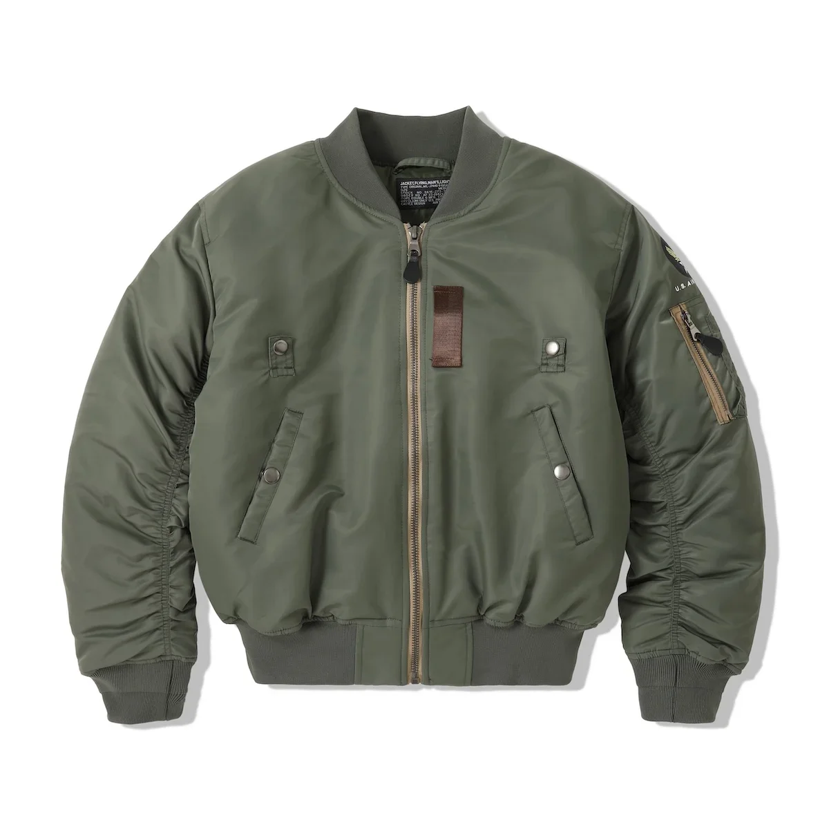 Men's MA-1 Bomber Jacket Vintage Military Flight Jacket Winter Warm Padded Coat William Gibson Sage Green Nylon Pilot Outerwear