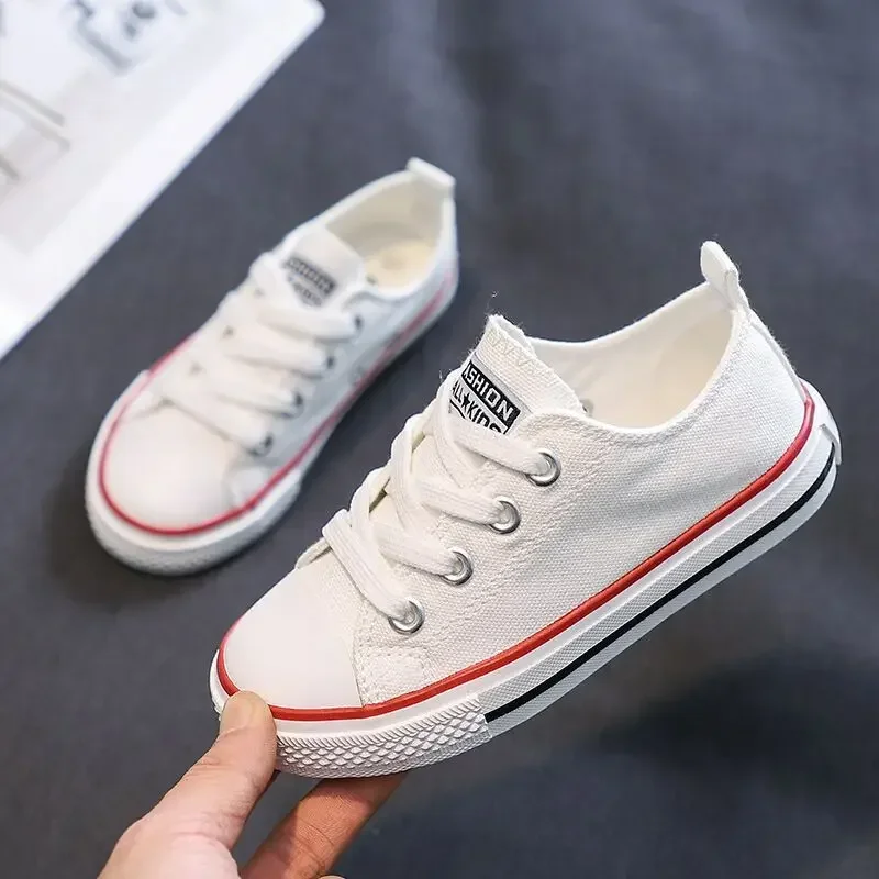 New Canvas Shoes Toddler Board Shoes Kids Lace-up Anti Slip Sneakers Fashion Walking Shoes Boys Girls School Shoes