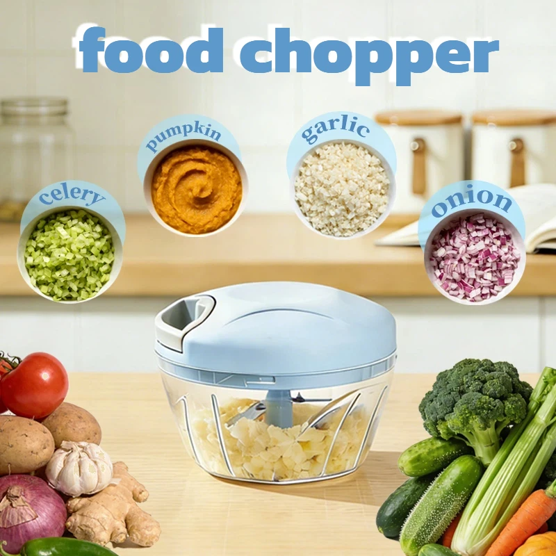 Food Chopper Onion Garlic Chopper Vegetable and Fruit Blender 500/900ml Manual Cutter Meat Grinder Kitchen Cooking Tools